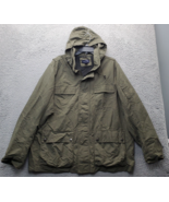 Lands&#39; End Windbreaker Jacket Mens XL Green Removable Hoodie Pockets Ful... - $514.78 MXN