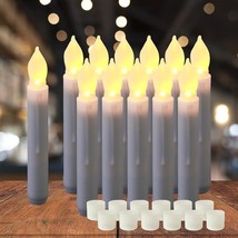 White Flameless Led Taper Candles, 12 Pcs., 6 Inches Long, Battery, Amagic. - $29.95