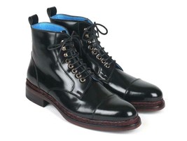 Paul Parkman Mens Shoes Boots Black Polished Leather Lace-Up Handmade 5075-BLK - £708.85 GBP