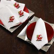 Embroidered Santa Hemstitched Napkin (Set of 4) White Solid Classic Nove... - $33.99