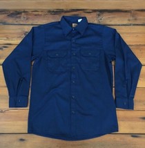 Vtg Big Ben Wrangler USA Made Dark Blue Long Sleeve Work Wear Button Up ... - $49.99