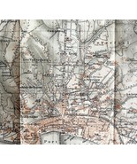 Map Cannes LA Croisette Southern France Rare 1914 Lithograph WW1 Era WHBS - $79.99