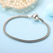 100% Real 925 Sterling Silver Smooth Silver Clasp Bracelet Snake Chain Bracelet  - £25.97 GBP+