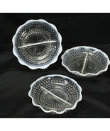 Fenton Opalescent Glass Moonstone Hobnail Divided Dish 7 1/2&quot;  Lot of 3 - $16.65