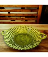Indiana Glass Co. Avocado Green Honeycomb 2 Handled Relish Dish Bowl Tra... - £9.01 GBP