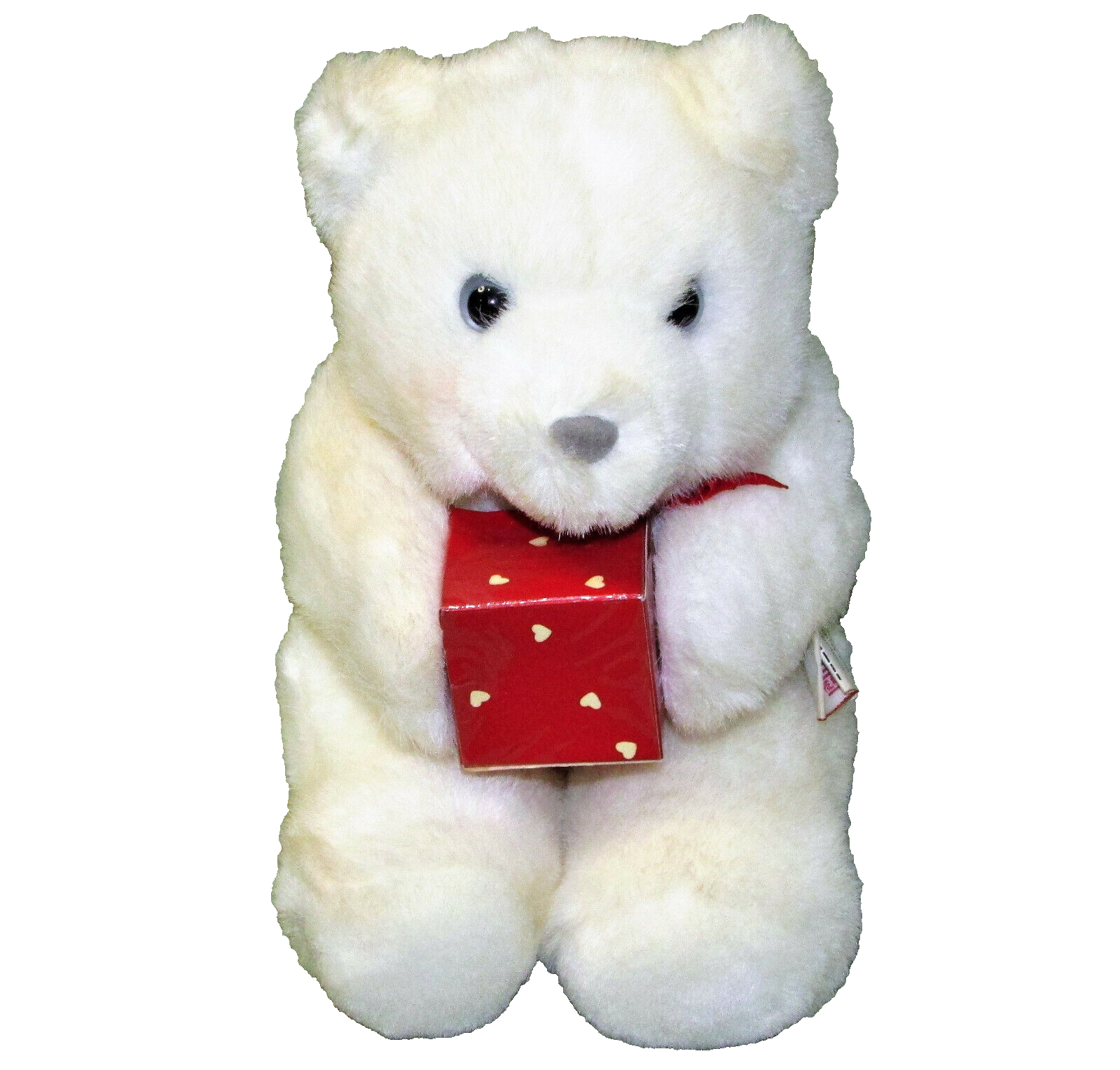 VINTAGE HEARTLINE TEDDY BEAR 1989 HALLMARK STUFFED ANIMAL with RED HEART BOX TOY - $9.45