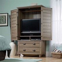 Wardrobe Cabinet Bedroom Storage or TV Armoire in Medium Brown Oak Finis... - £443.15 GBP