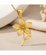 Handmade Clematis Flower Necklace | 925 Sterling Silver Jewelry | Botani... - $43.99