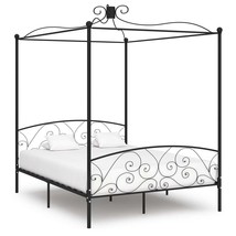Canopy Bed Frame Black Metal 180x200 cm Super King - £166.33 GBP