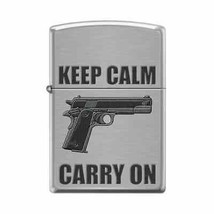Zippo Lighter - Keep Calm Carry On Brushed Chrome - 854784 - $26.96