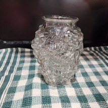 Antique Goofus Glass Raised Grapes Embossed Pressed Vase 7.5 Inch EAPG - £19.28 GBP