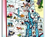 Stato Mappa Greetings From Rhode Island Ri Unp Cromo Cartolina R13 - $3.02