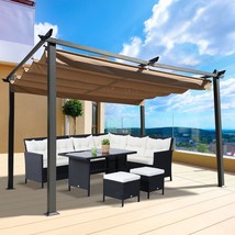 13 x 10 Ft Outdoor Patio Retractable Pergola With Canopy Sun shelter Per... - £325.22 GBP
