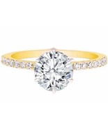 3.00CT Forever One Moissanite 6 Prong Yellow Gold Ring With Diamonds - £1,459.70 GBP