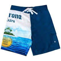 Corona Extra Beach Scene Board Shorts Blue - £18.20 GBP