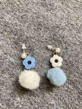 Pom Ball Drop Earrings For Women New Sweet Winter Blue White Fashion new - £6.16 GBP