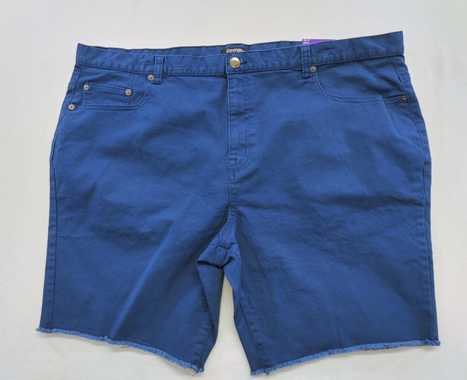 George Men&#39;s Cut Off Shorts Size 46 Slim Fit Stretch Raw Hem Blue Shorts... - $7.92