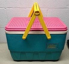 Vtg 90’s IGLOO The Picnic Basket Cooler Teal Pink Yellow Retro Ice Chest... - $917.71 MXN