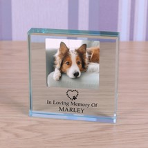 Dog Memorial In Memory Of Personalised Photo Engraved Glass Block Paperw... - £11.76 GBP
