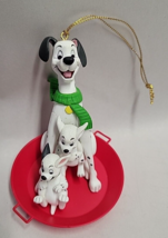 Vtg Disney Grolier Christmas Ornament Pongo 101 Dalmatians on Sled 26231 105 - £6.11 GBP