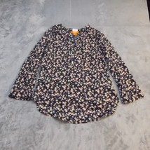 Joe Fresh Shirt Womens Small Floral Lightweight Casual Long Sleeve 1/4 Button Up - £17.89 GBP