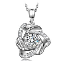 Crystal Necklaces for Women Flower Necklaces for mother 925 Sterling Silver 19&quot; - £210.89 GBP