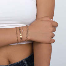 Crystal &amp; 18K Gold-Plated Sequin Beaded Chain Bracelet Set - £12.01 GBP