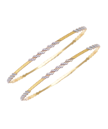 22ct Yellow Gold Set Of Two Solid Diamond Cut Two-Tone Bangle Diameter 6cm - $2,661.01