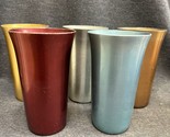 x5 Anodized Colored Aluminum Cups Mid Century Modern Lot Drinking Tumblers - $19.03