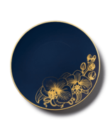 Navy Orchid w/ Gold Floral Collection 10&quot; Banquet / Dinner Plastic Plate... - $150.00