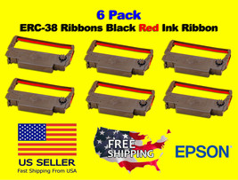 6 Pack - EPSON ERC-30 / ERC-34 / ERC-38 Ribbons Black Red Ink Ribbon ERC30/34/38 - £9.48 GBP
