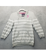 US Polo Assn. Hoodie Girls L Multi Stripe Knit Kangaroo Pocket V Neck Dr... - $17.59