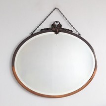 Victorian Arts and Crafts Copper Framed Mirror, Tin Backed, With Chain, Antique - £156.16 GBP
