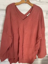 Madewell Women Pink Cotton Blend Long Sleeve V-Neck Sweater Size 2X New - £18.54 GBP