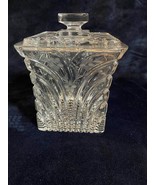 Glass Cookie Jar Decorative With a Cover Engraved Flowers Vintage - £23.35 GBP