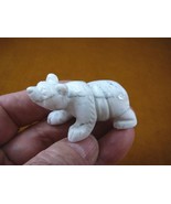 (Y-BEA-WA-700) White Gray POLAR BEAR carving FIGURINE gemstone bears fig... - $17.53