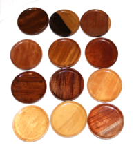 Vintage 1970s Souvenir Wood Coasters Made From 12 Different Woods Santa Catarina - £15.98 GBP