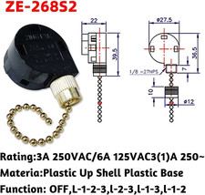 Zing Ear ZE-268S2 w/ Brass PULL CHAIN FAN SWITCH dual capacitor 3 Speeed... - $38.21