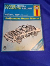1981 Thru 1989 Dodge Aries Plymouth Reliant Haynes Repair Shop Service M... - £9.58 GBP