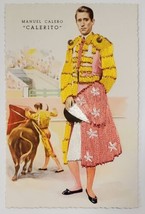 Manuel Calero Calerito Silk Embroidered Bull Fighting Postcard E27 - £8.07 GBP