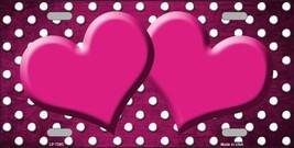 Pink White Small Dots Hearts Print Oil Rubbed Metal Novelty License Plate LP-739 - $18.95