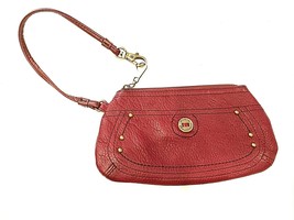 Stone Mountain Wristlet Wallet Mini-Purse Red Maroon Leather Zip Hand Clasp - £7.69 GBP