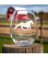 Galloping Horse Etched Glasses - Wine, Champagne, Pint Glasses, Shot Glass - $467.85 MXN+