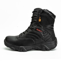 Men Leather Boots Waterproof Mountain Combat Army Work Shoes Military De Segurid - £80.94 GBP