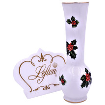 Vase Lefton Christmas Holly Berries Vase #7942 Hand Painted - £19.44 GBP