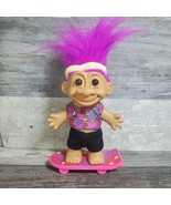 Vintage Russ Troll 5” 1980&#39;s Skateboarder with Pink hair &amp; skateboard - $19.80