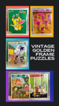 Lot of (5) Golden Frame Puzzles VTG Wuzzles Pound Puppies Trolls Dennis Tarzan - £18.06 GBP