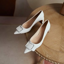 Krazing pot large size leather pointed toe high heel shallow office lady French  - $124.19