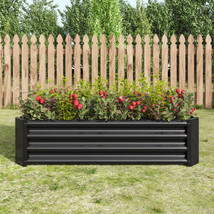 Metal Raised Garden Bed, Rectangle Raised Planter 4×2×1ft for Flowers Pl... - $55.89