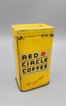 Vintage Red Circle Coffee Tin Can for Savings Bank Yellow Red Black - $6.77